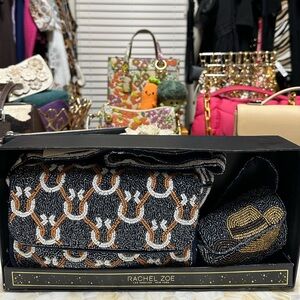 Rachel Zoe Viral Cowgirl beaded Shoulder Bag with matching bag charm! So Nice!
